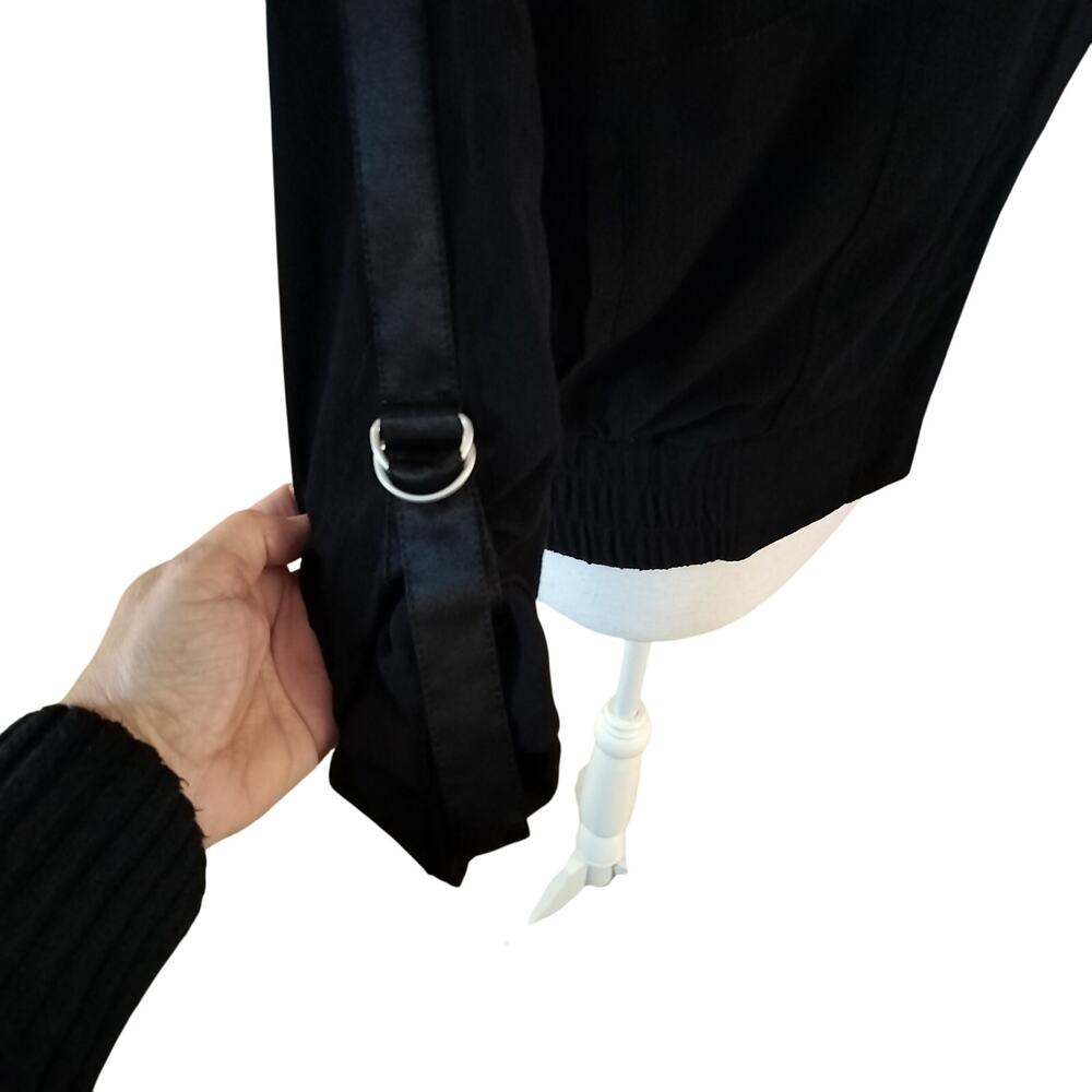 NEW Helmut Lang Size S Blaze Black Crepe Bomber Jacket Snap Front D Ring Sleeves - Picture 3 of 7